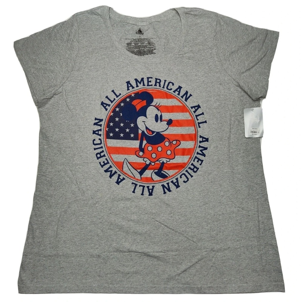 Disney Store MINNIE MOUSE All American Gray Cap Sleeve T-Shirt - Juniors 4XL NEW